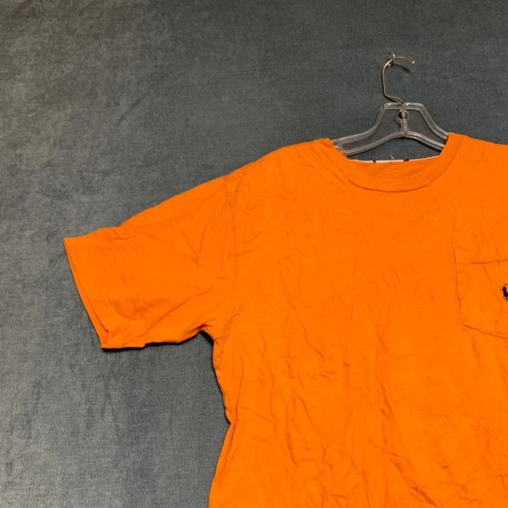 Polo Ralph Lauren T Shirt Mens S Orange Embroidered Logo Chest Pocket Short